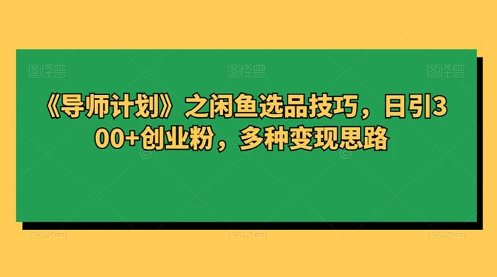 闲鱼选品技巧，日引 300+ 创业粉，多种变现思路 发卡网创- 首码创想网创资源