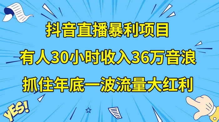 抖音直播暴利项目，有人 30 小时收入 36 万音浪，公司宣传片年会视频制作，抓住年底一波流量大红利 发卡网创- 首码创想网创资源