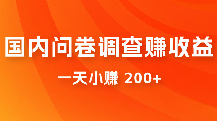 国内问卷调查赚收益，一天小赚 200+，小白随便上手 发卡网创- 首码创想网创资源