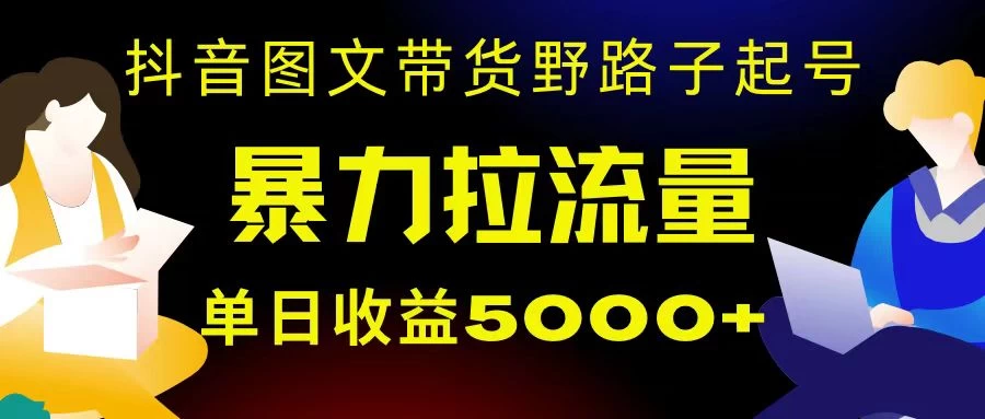 抖音图文带货暴力起号，单日收益 5000+，野路子玩法，简单易上手，一部手机即可 发卡网创- 首码创想网创资源